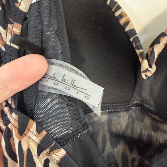 Nicole Miller Leopard Print One-Piece Swimsuit in Tan and Black - Picture 7 of 12